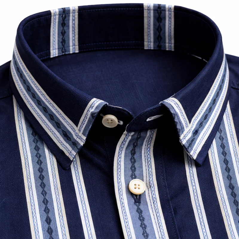 Blue Shirt with Strip Half Sleeve Shirt